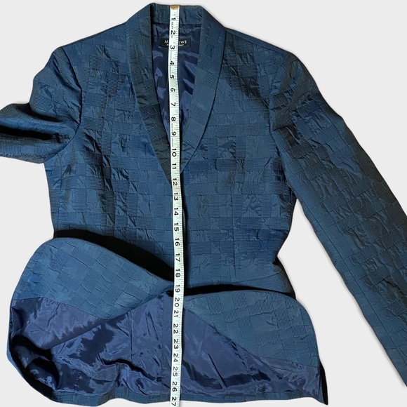 Marlowe Metallic Navy Blue Lined Suit Blazer Sz S - Picture 16 of 16